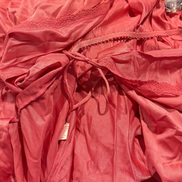 Vintage Robe Nightgown Slip Dress Coquette Romantic Balletcore Lace Pink Size PM - Picture 13 of 16